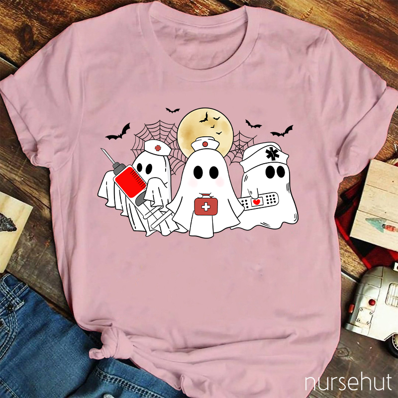 Cute Halloween Ghosts Nurse T-Shirt
