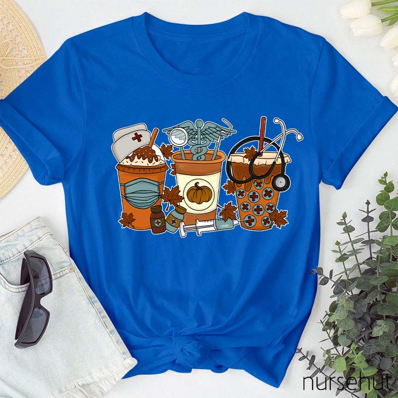 Cute Halloween Fall Coffee Nurse T-Shirt