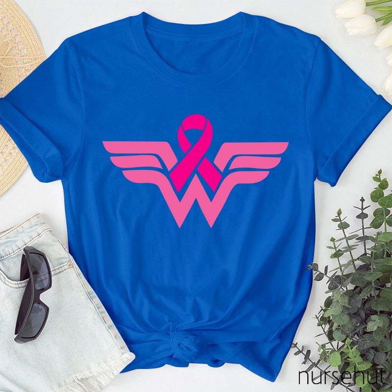Wonder Woman Breast Cancer Awareness Nurse T-Shirt