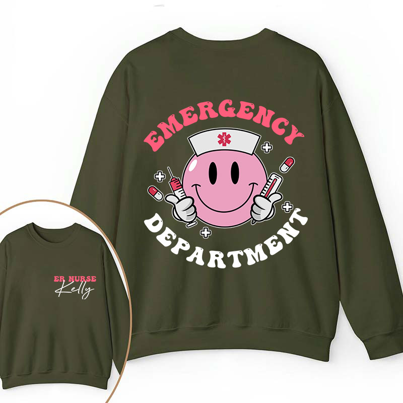 Personalized Emergency Department Nurse Two Sided Sweatshirt