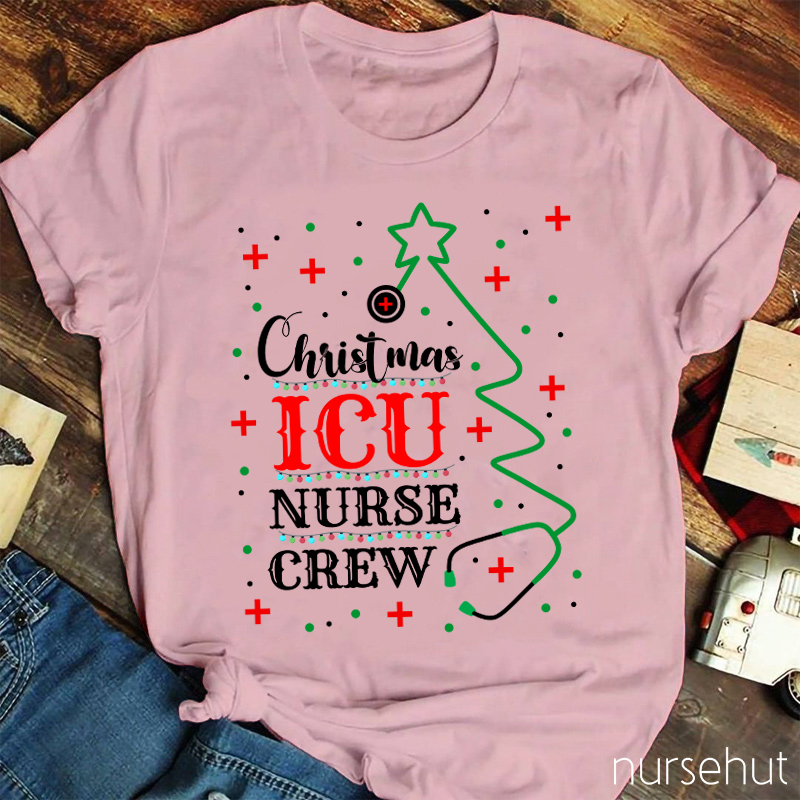 Personalized Christmas ICU Nurse Crew T-Shirt