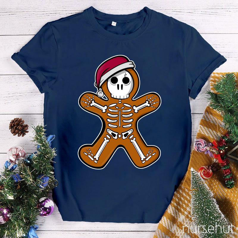 A Skeleton In A Santa Hat Nurse T-Shirt