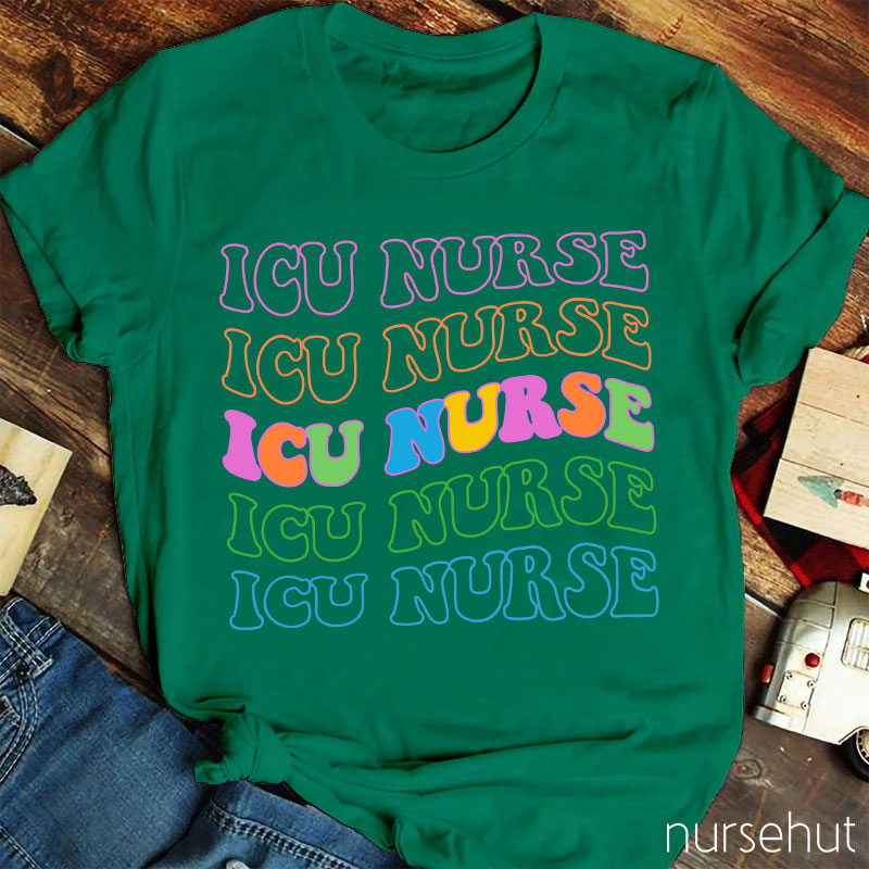 ICU Color Letters Nurse T-Shirt