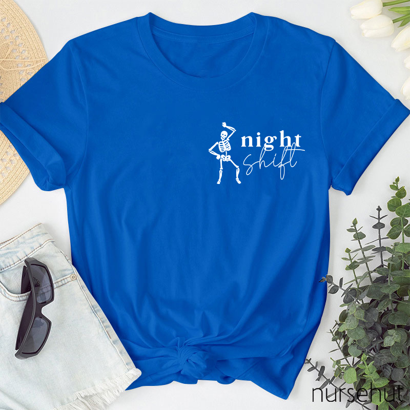 Dancing Night Shift Skeleton Nurse T-Shirt