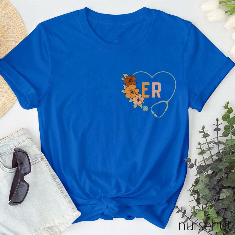 Personalized Flower Stethoscope Nurse T-Shirt