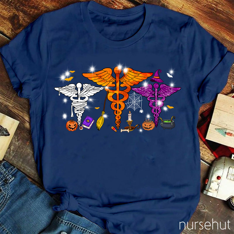 Halloween Rod Of Asclepius Nurse T-Shirt