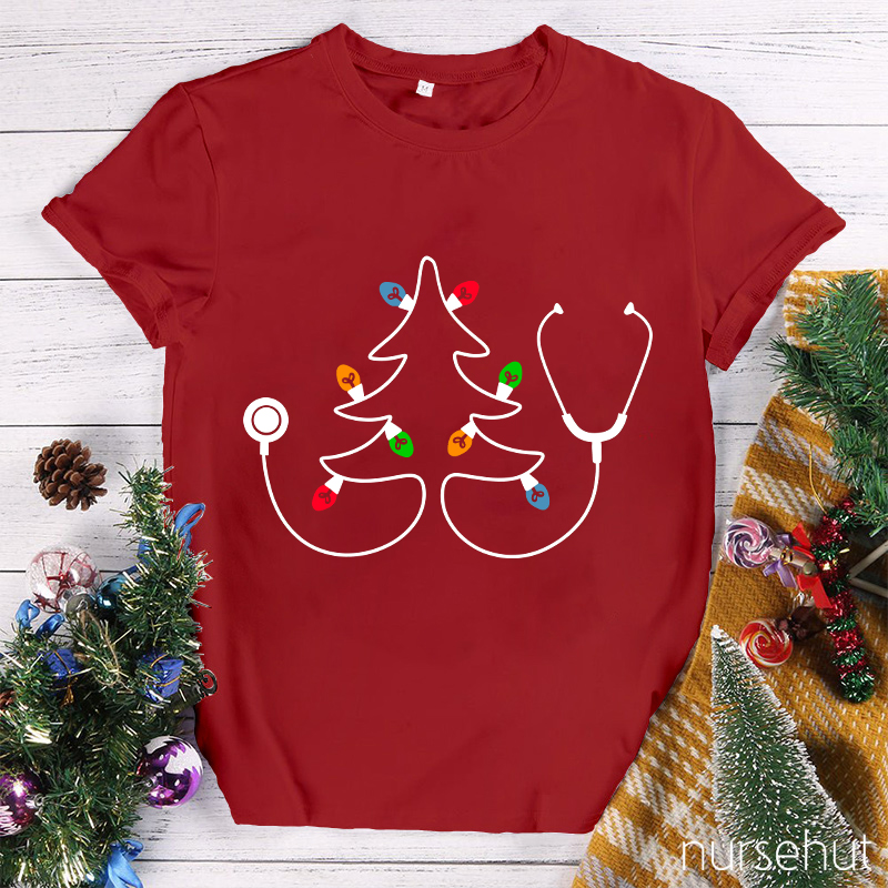 Stethoscope Christmas Tree Nurse T-Shirt