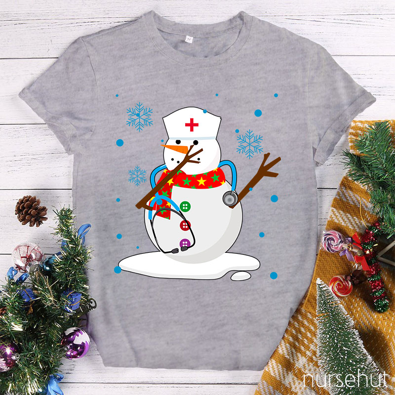 Christmas Snowman Nurse T-Shirt