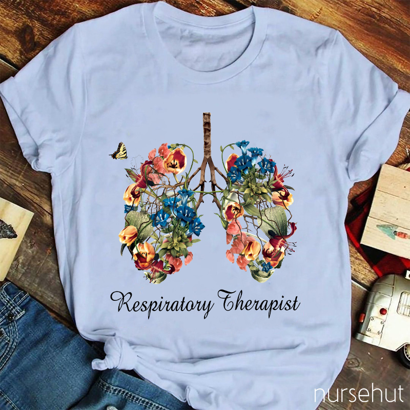 Respiratory Therapist Beautiful Flowers Lung Nurse T-Shirt
