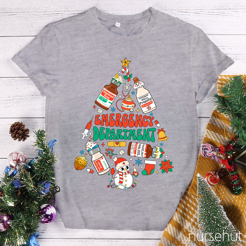 Emergency Department Christmas Tree Nurse T-Shirt