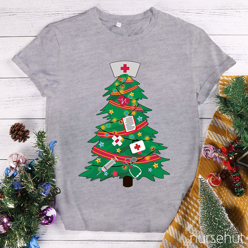 Christmas Tree With Nurse Hat Nurse T-Shirt