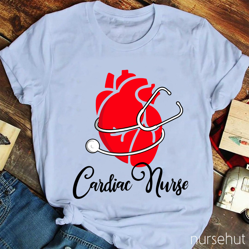 Stethoscope Saround A Red Heart Cardiac Nurse T-Shirt