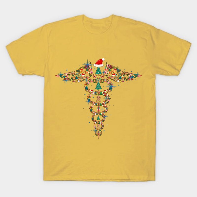 Christmas Rod of Asclepius Nurse T-Shirt