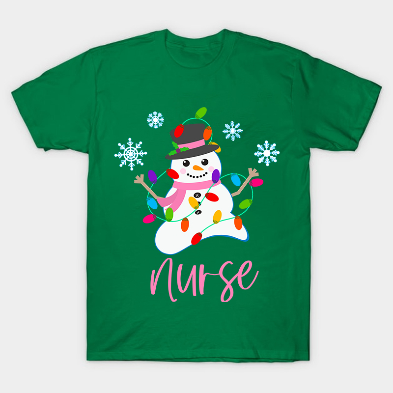 Snowman Playing With Lanterns Nurse T-Shirt