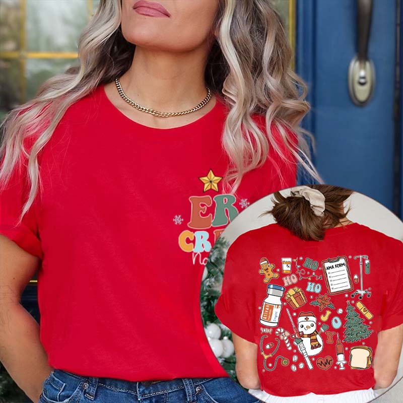 Personalized Ho Ho Ho Christmas Coming Nurse Two Sided T-Shirt