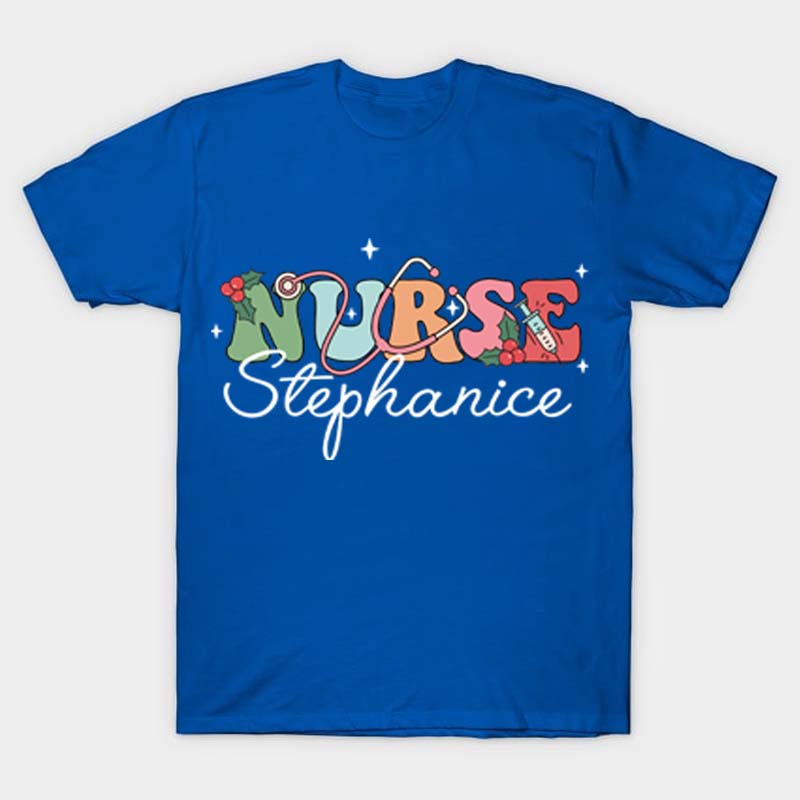 Personalized Name Christmas Crew Nurse T-Shirt