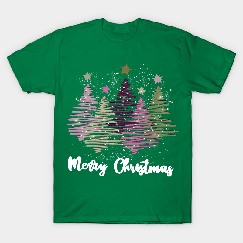 Merry Christmas Colorful Trees Nurse T-Shirt