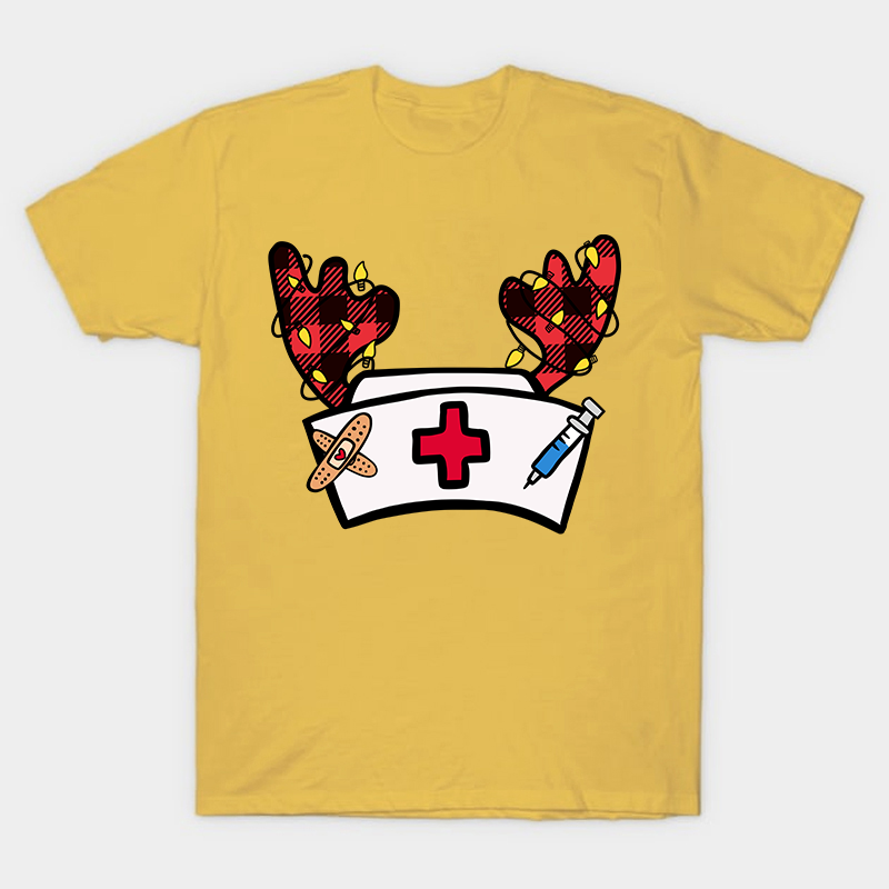 Christmas Elk Nurse Hat Nurse T-Shirt