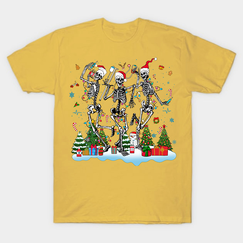 Skeletons Celebrate Christmas Nurse T-Shirt