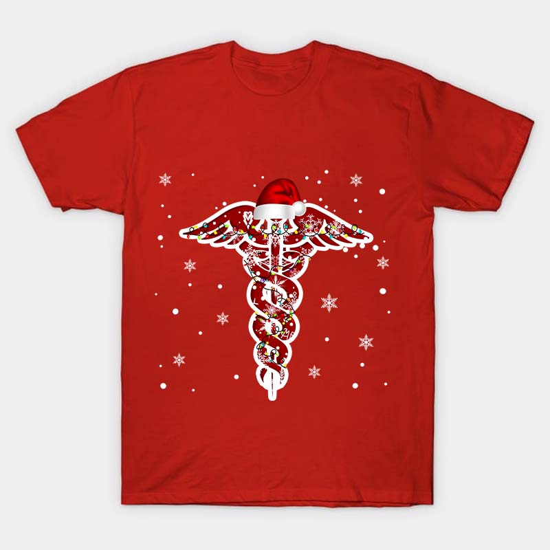 Christmas Rod of Asclepius Nurse T-Shirt