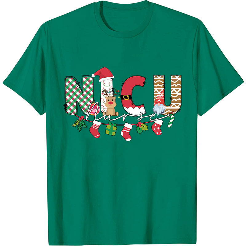 Personalized Cute Christmas Elements Nurse T-Shirt