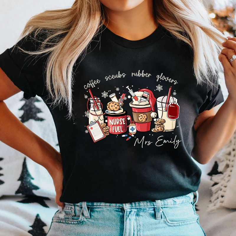 Personalized Name Coffee Glovers Nurse T-Shirt