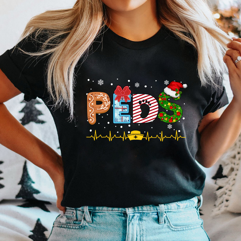 Personalized Christmas Elements Letters Nurse T-Shirt