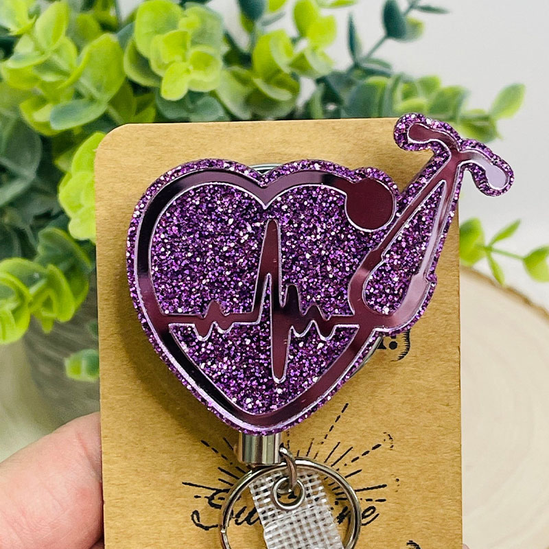 Stethoscope And HeartBeat Badge Reel