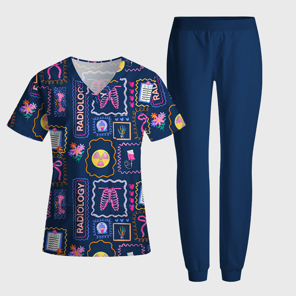 Preppy Style Radiology Antimicrobial Scrubs Sets