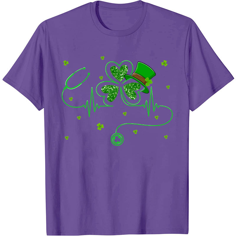 St Patrick's Day Shamrock Stethoscope Nurse T-Shirt