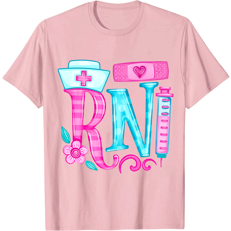 Personalized Job Title Pink Flower Nurse T-Shirt
