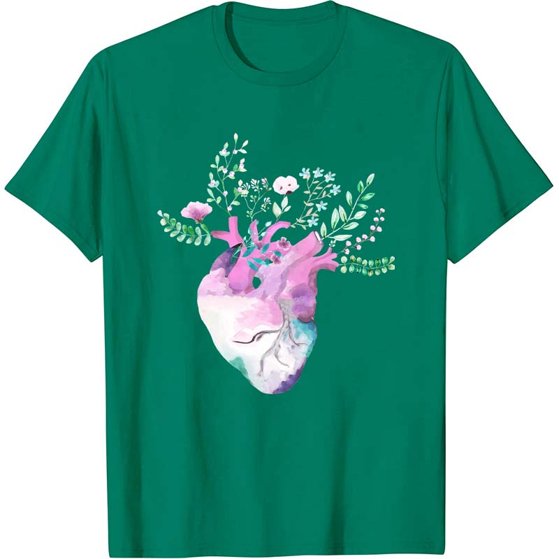 Flowers On The Heart Cardiac Nurse T-Shirt