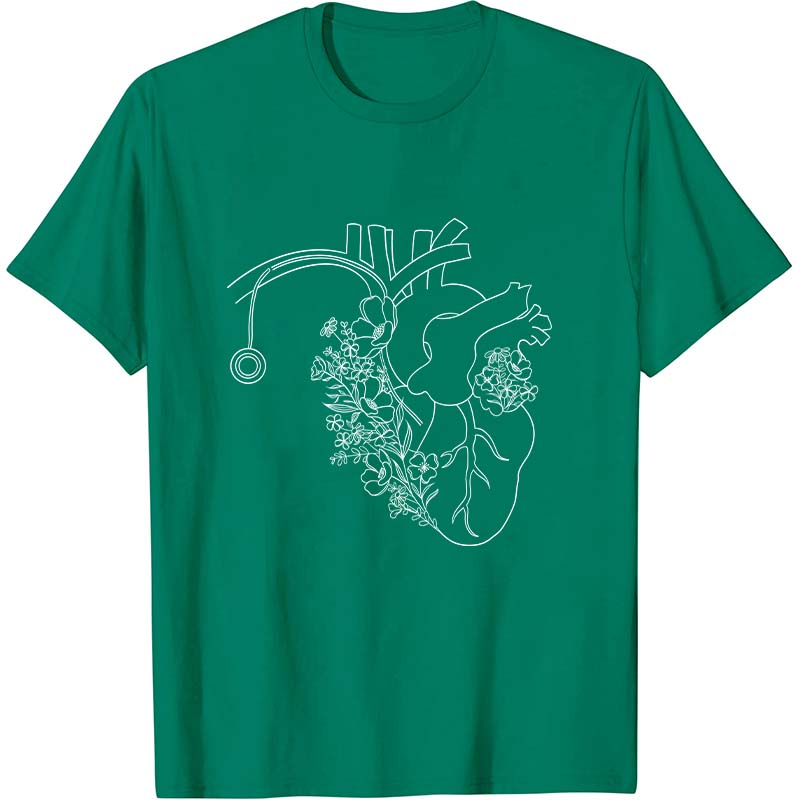 Blooming Flower Heart Nurse T-Shirt