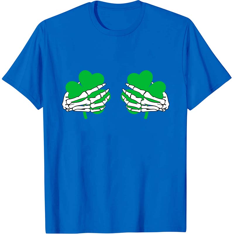 Shamrock Hand Skeleton Nurse T-Shirt