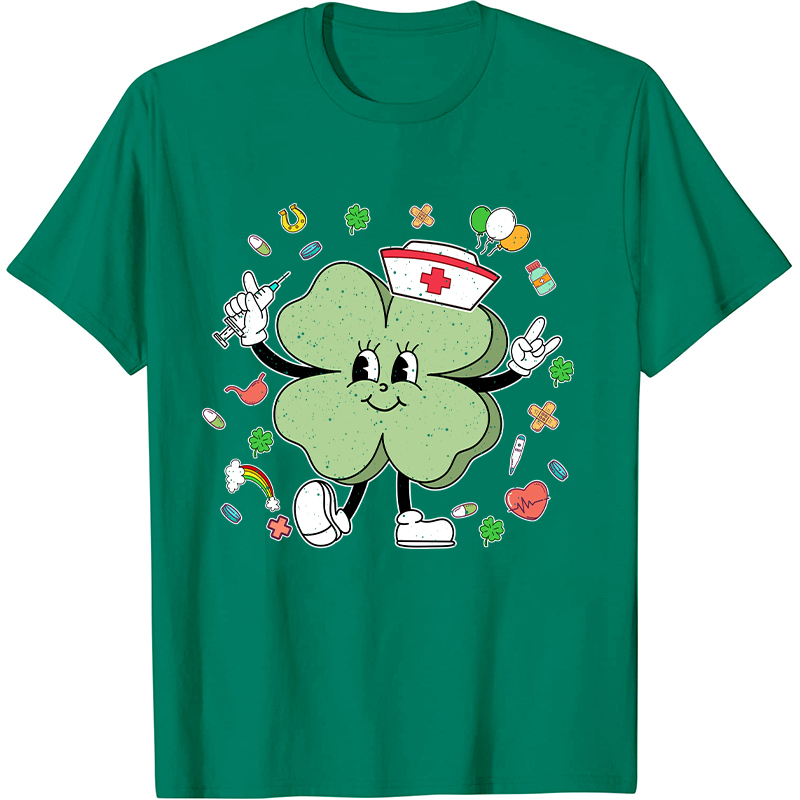 St Patricks Day Cute Clover Nurse T-Shirt