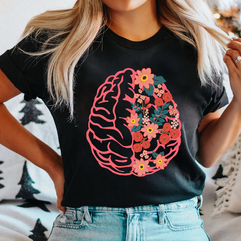 Flower Brain Anatomy Nurse T-Shirt
