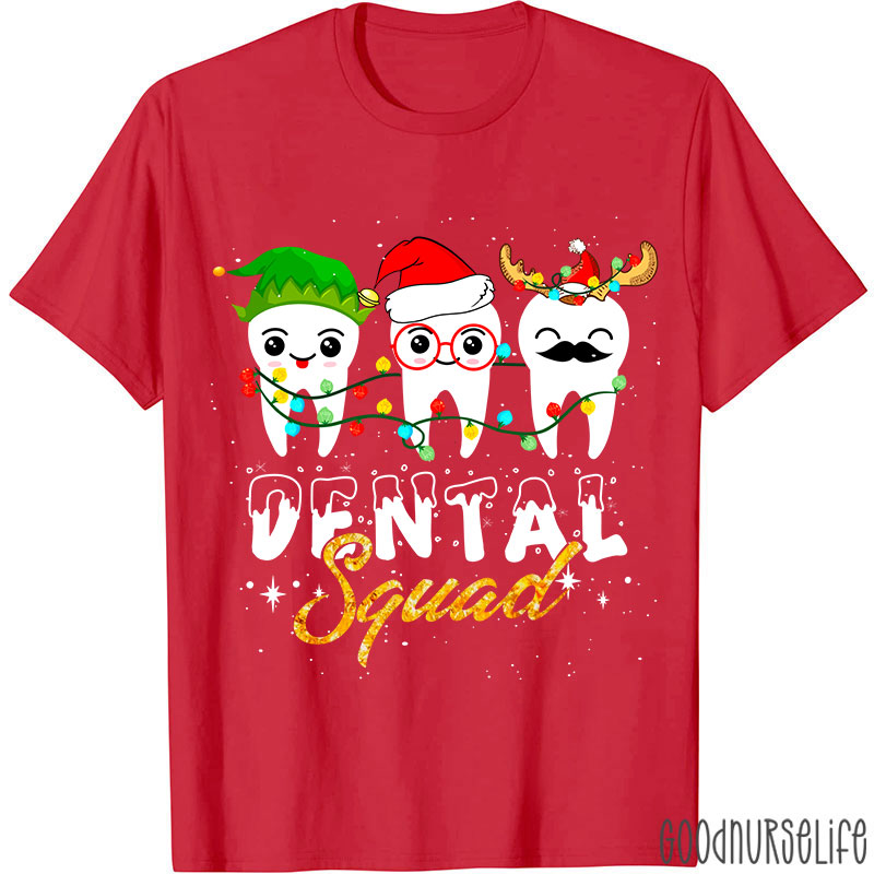 Christmas Dental Squad Cartoon Teeth Nurse T-Shirt