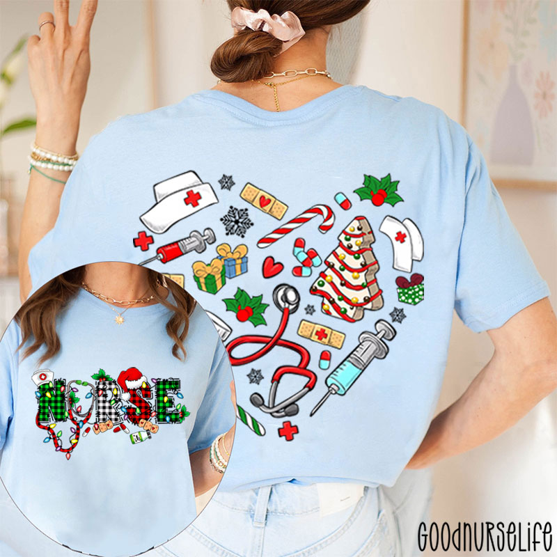 Merry Christmas Nurse Two Sided T-Shirt