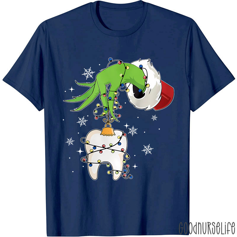 Funny Christmas Lights Tooth Nurse T-shirt