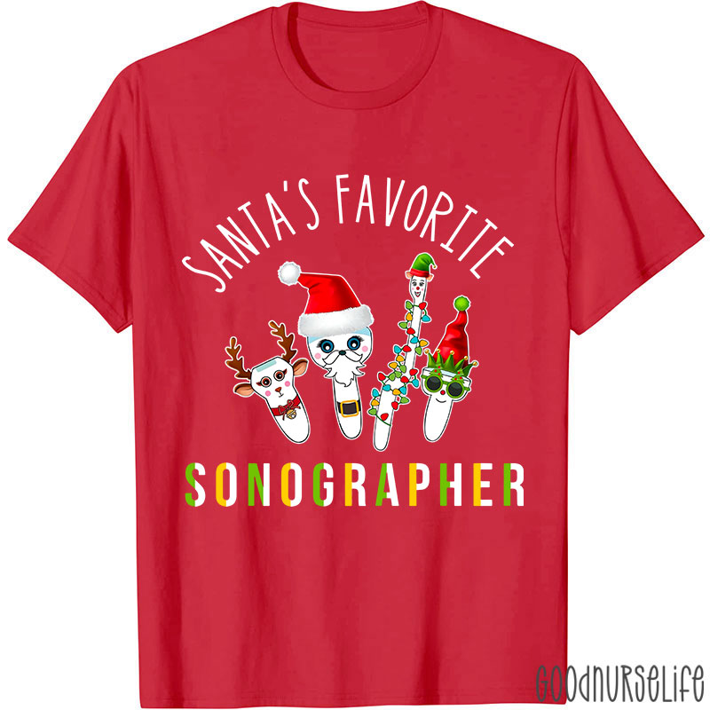 Santa's Favorite Sonographer Nurse T-shirt