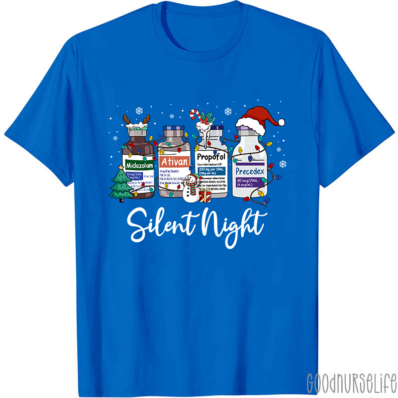 Silent Night Funny Medical Christmas Nurse T-shirt
