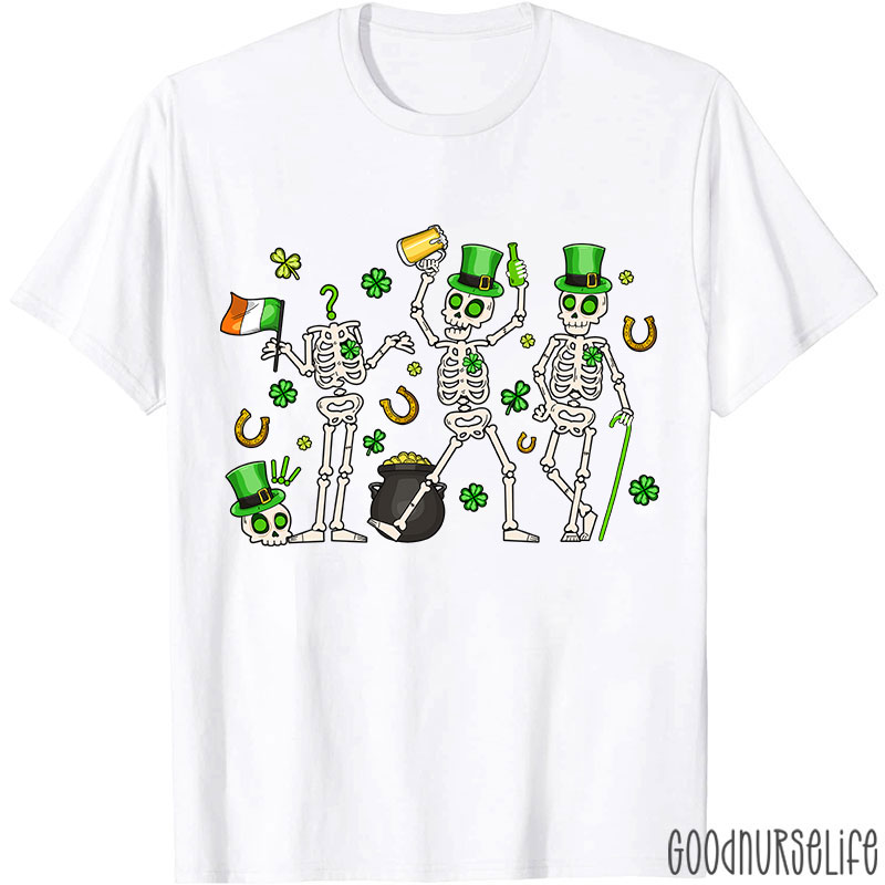 Lucky Skeleton Leprechauns Nurse T-Shirt