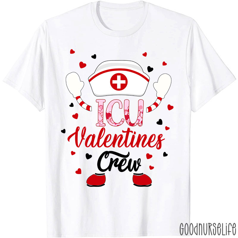 Personalized Department ICU Valentines Crew Nurse T-Shirt