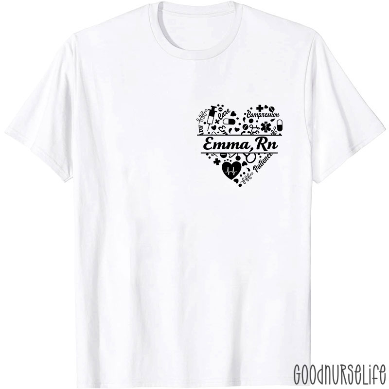 Personalized Name And Department Heart Gift For Nurse T-Shirt