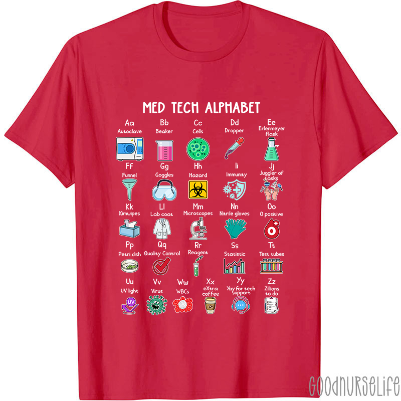 Med Tech Alphabet Nurse T-shirt