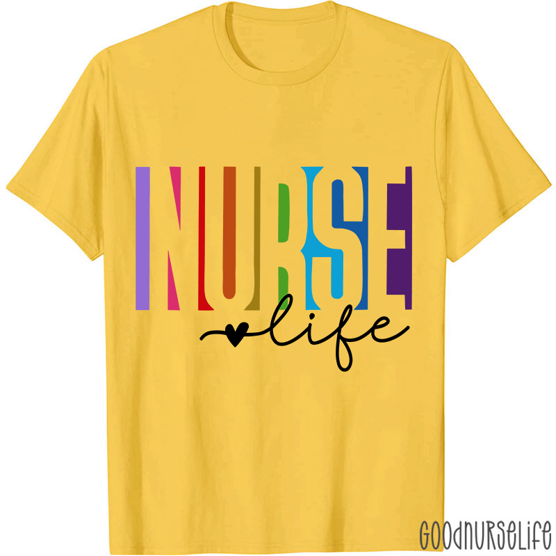 Colorful Nurse Life Heart Nurse T-Shirt