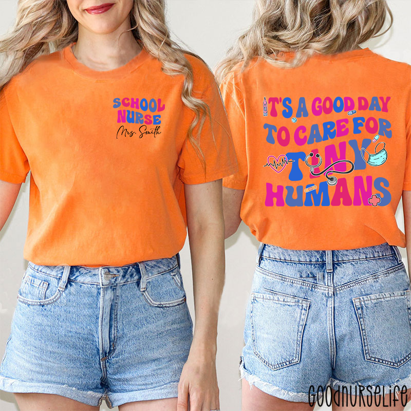 Personalized Name School Nurse Two Sided T-Shirt