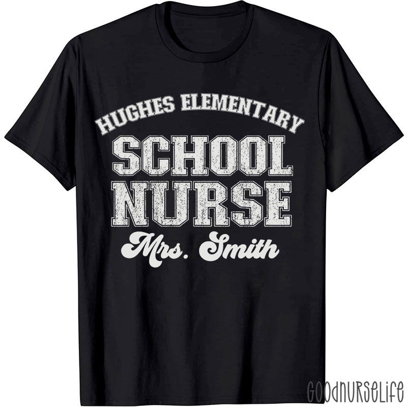 Personalized Retro Style School Nurse T-Shirt