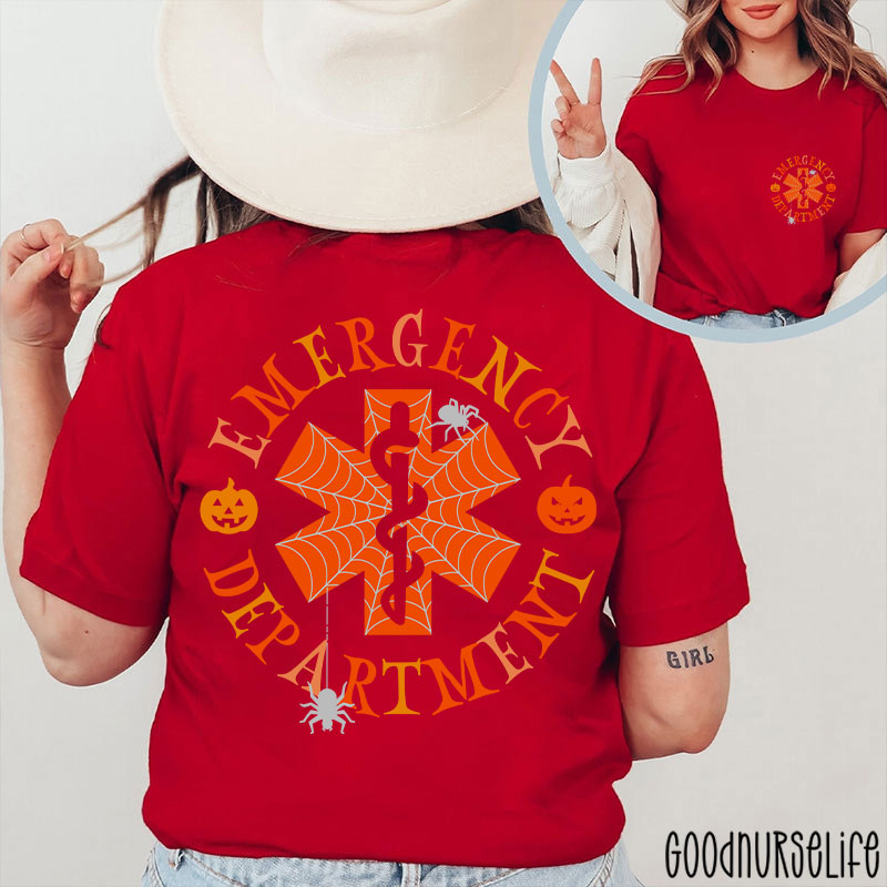 Spooky Season And Emergency Department Nurse Two Sided T-Shirt