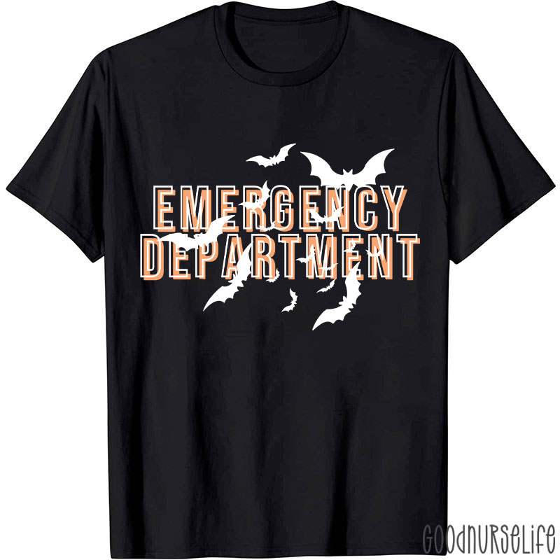 Halloween Bat Emergency Department Nurse T-Shirt